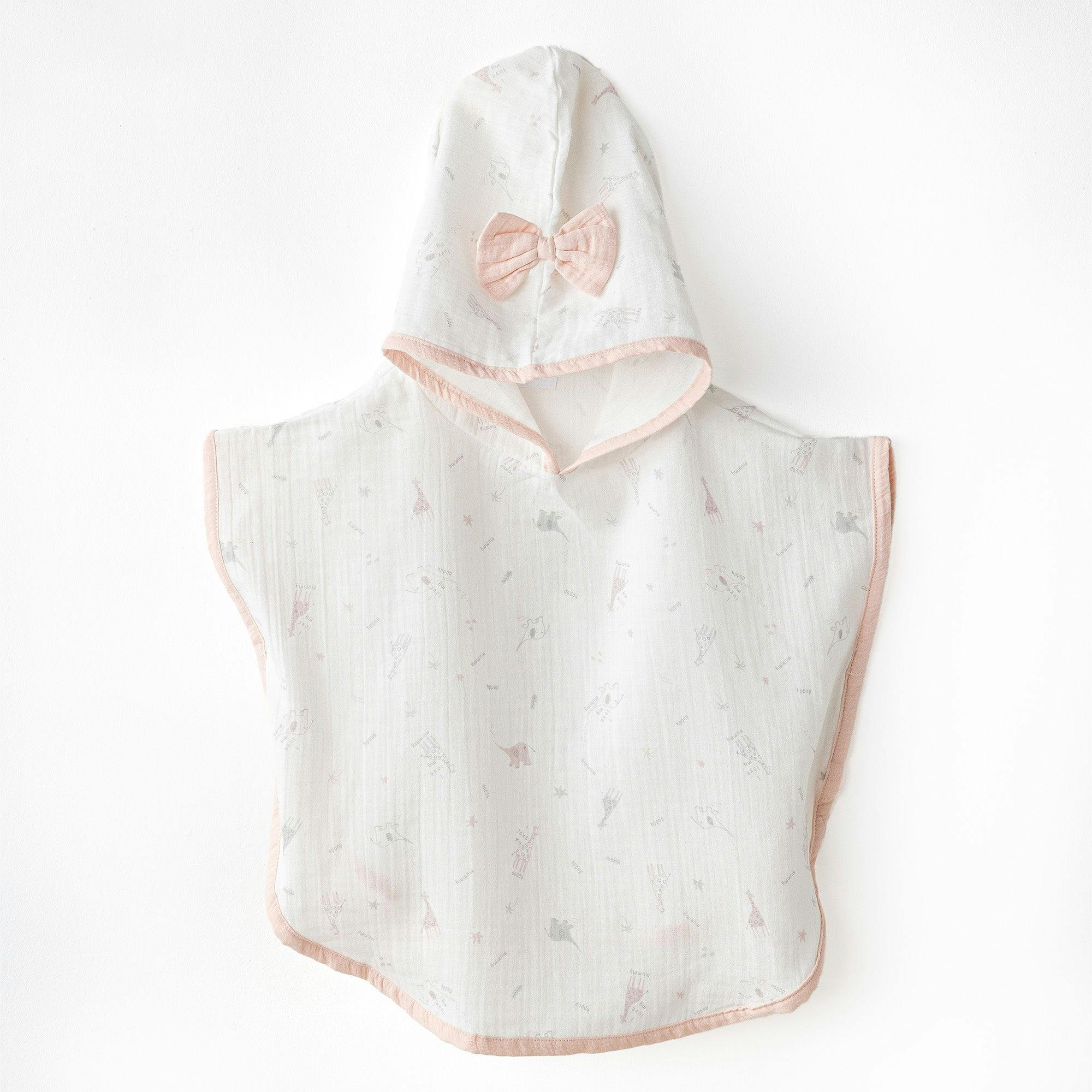 Ecru Love Family Muslin Bow Pancho