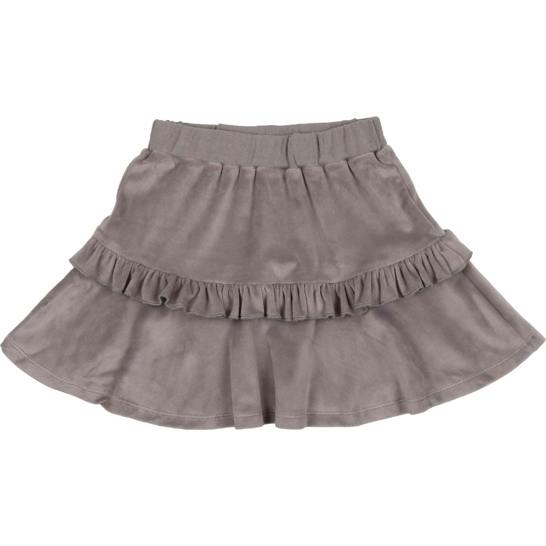 Velour Tired Ruffle A-Line Short Skirt