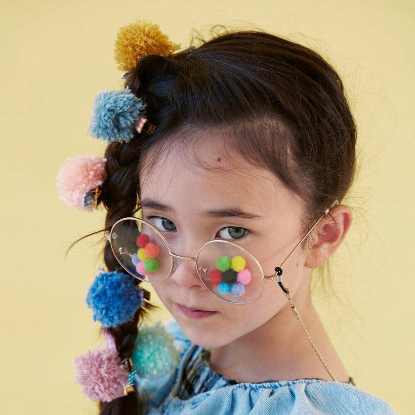 Gingham And Big Pompom Hair Clips