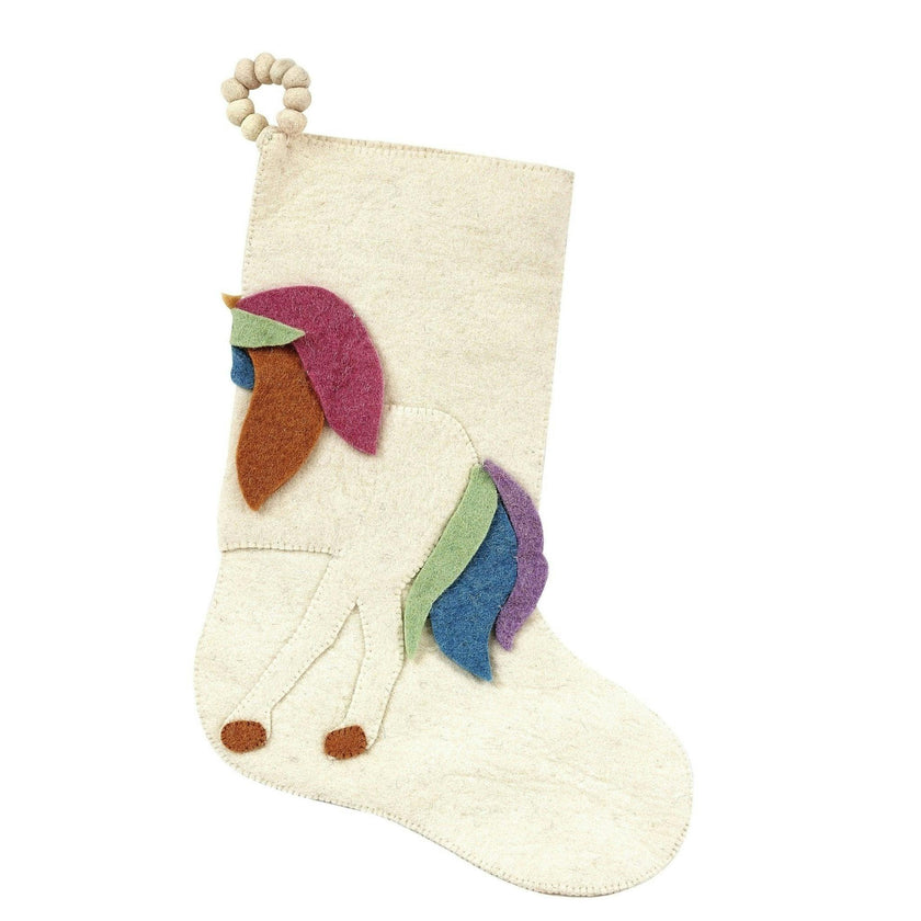Unicorn Christmas Stocking Hand Felted Wool, Handmade