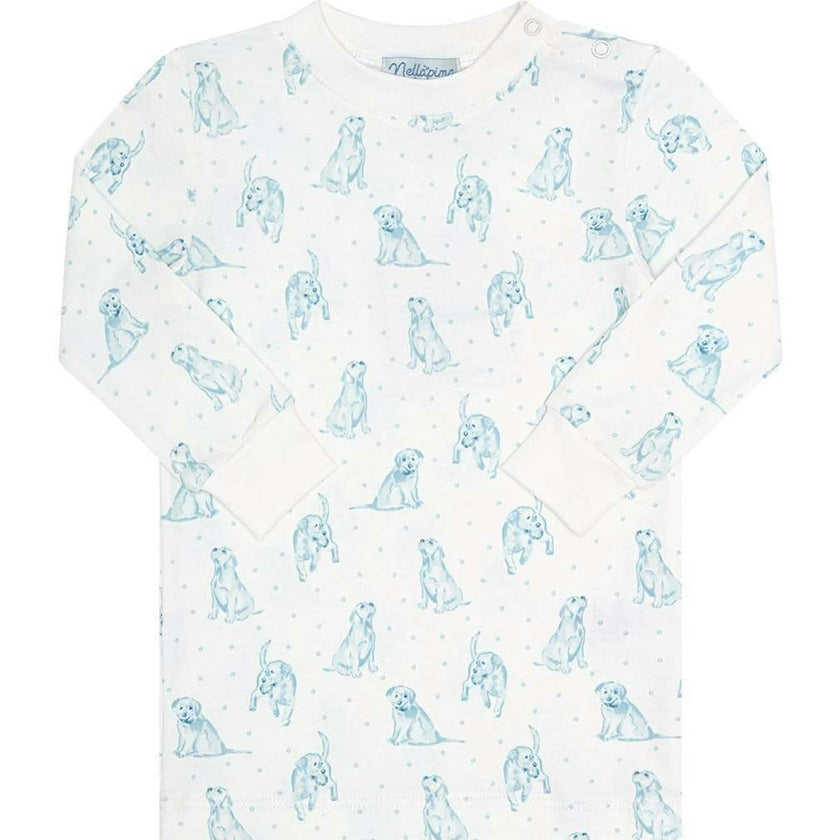 Blue Puppy Love Print Pajamas