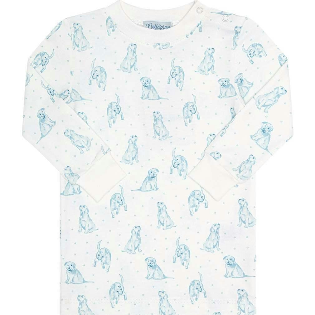 Blue Puppy Love Print Pajamas