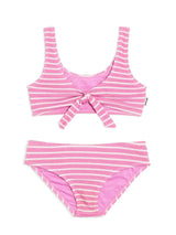 Izy Crinkle Tie Bikini Swimsuit - Pink Stripe
