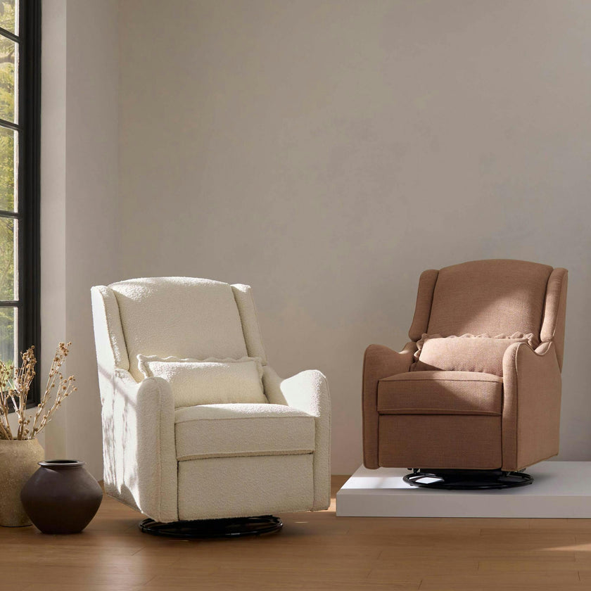 Devon Recliner and Swivel Glider in Performance Dusty Rose Eco-Basketweave