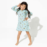Valentines Pups Bamboo Girls' Long Sleeve Dress