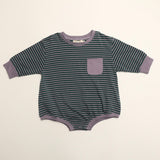 Harley Pocket Romper in Purple Ash Stripe