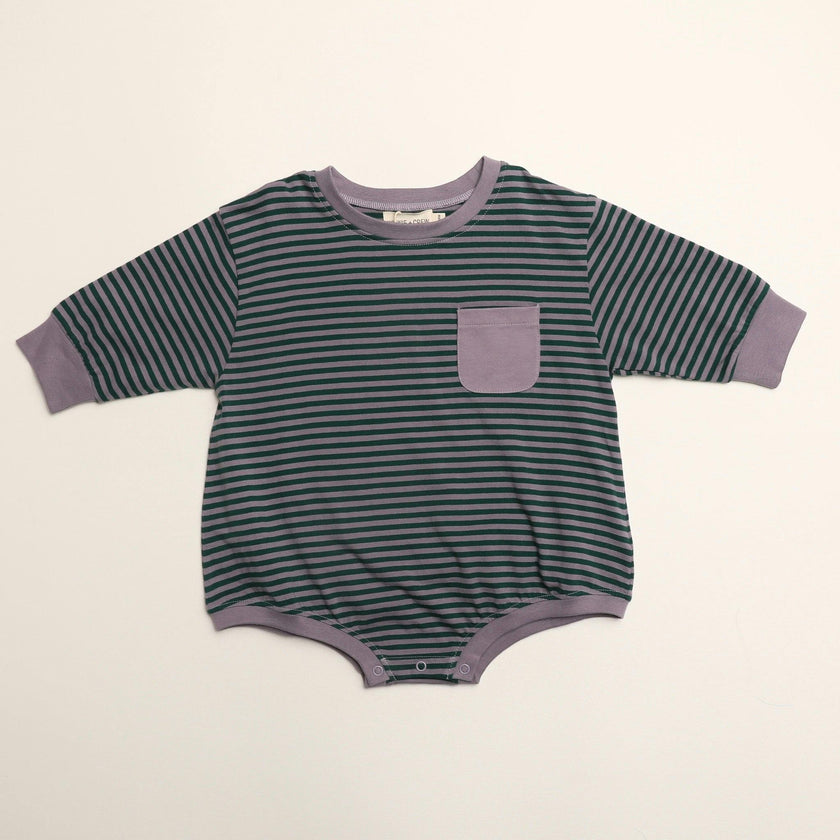Harley Pocket Romper in Purple Ash Stripe