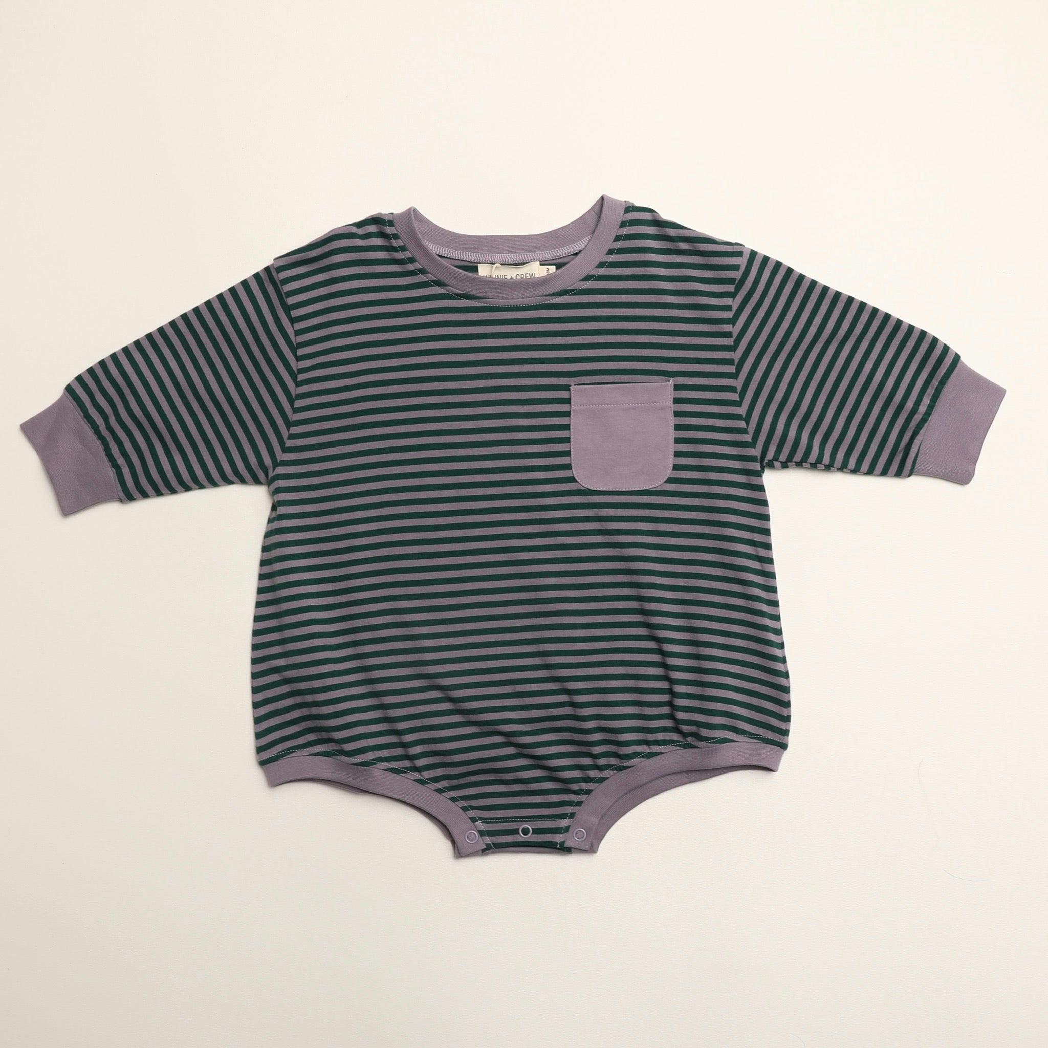 Harley Pocket Romper in Purple Ash Stripe