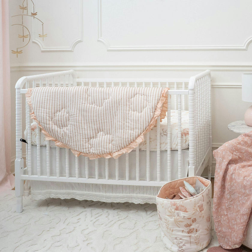 Violet Floral Ruffle Cotton Quilted Baby Play Mat