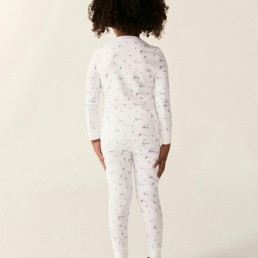 Kid's Pima Snug Fit Pajama Set in Letters and Lullabies