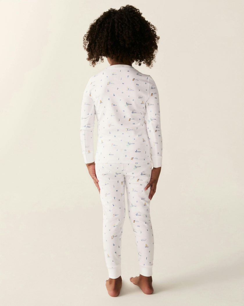 Kid's Pima Snug Fit Pajama Set in Letters and Lullabies