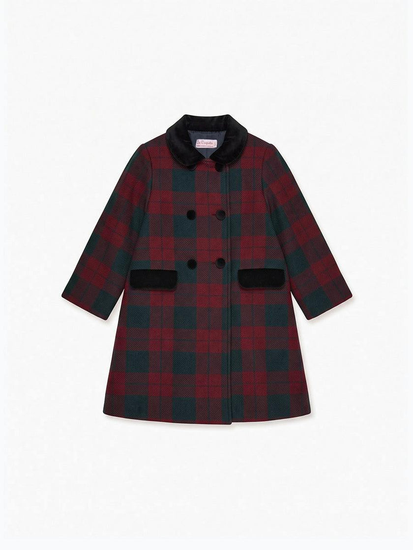 Burgundy Check Arrieta Girl Coat