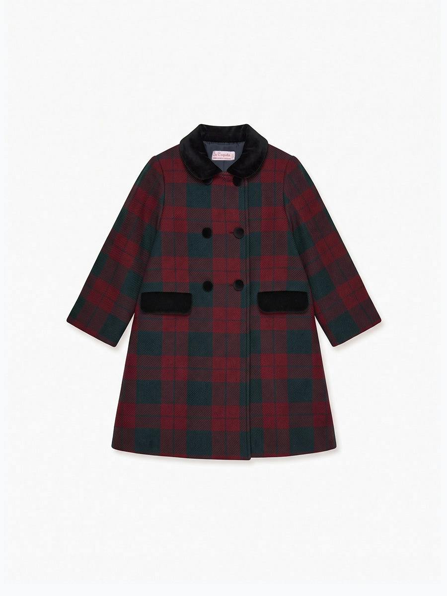 Burgundy Check Arrieta Girl Coat