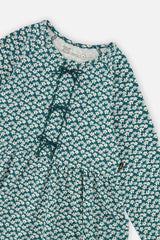Organic Cotton Dress With Pockets Green Floral Print
