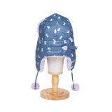 The Cozy Trapper Hat – Kittens Print with Orchid Sherpa Liner & Pompoms