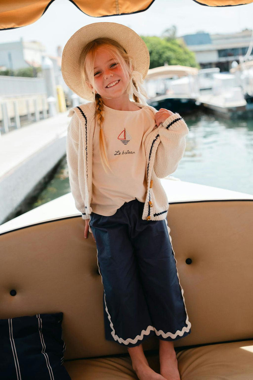 Sail Away Cardigan in Salt/Navy