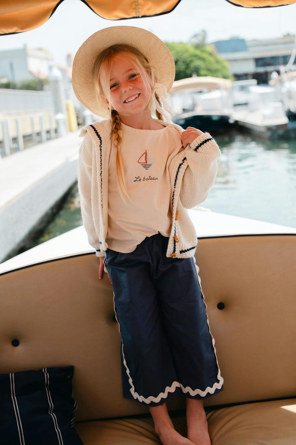 Sail Away Cardigan in Salt/Navy