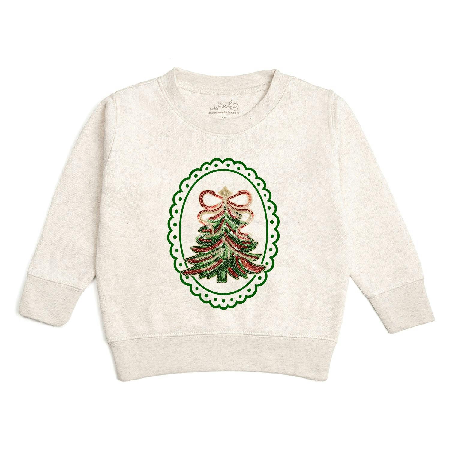 Sequin Christmas Tree Patch Sweatshirt