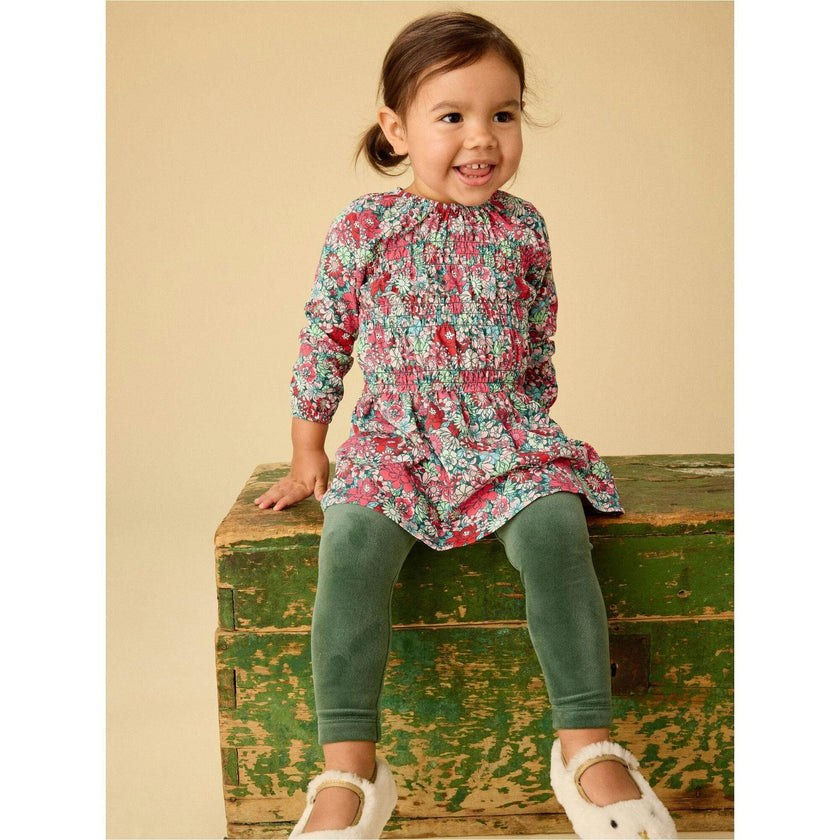 Smocked Blouson Dress, Multi