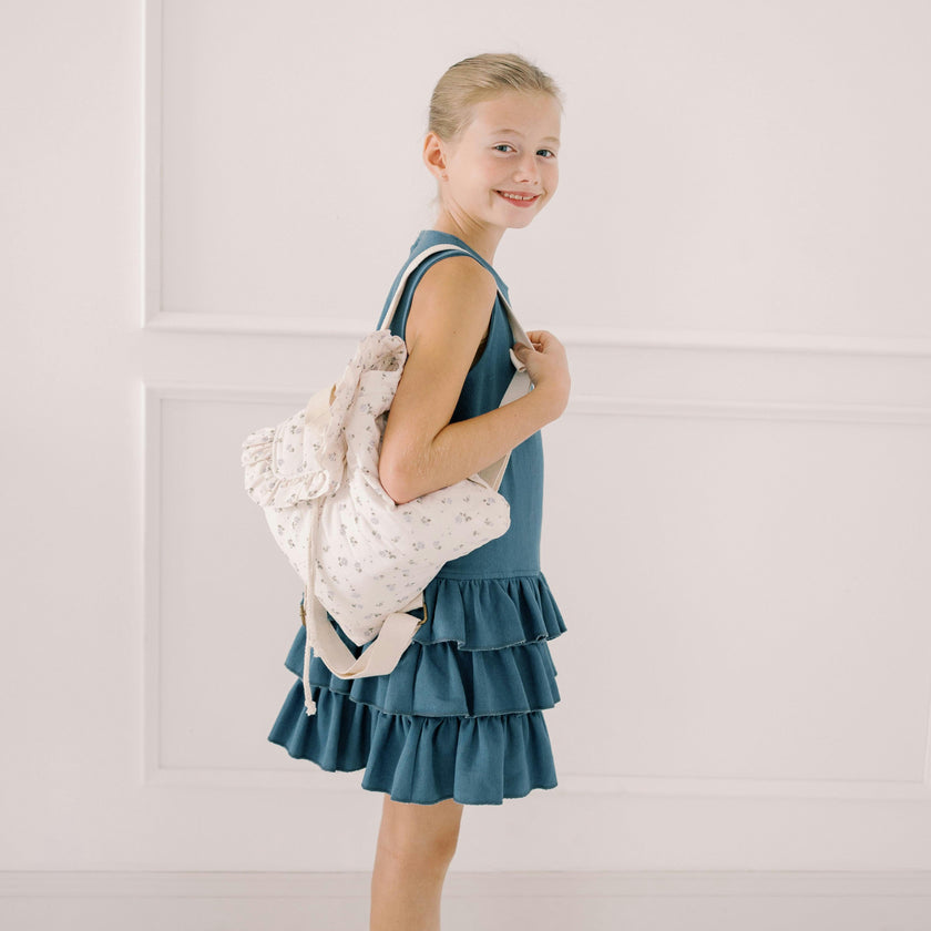 Eloise Quilted Backpack in Vintage Petite Blue