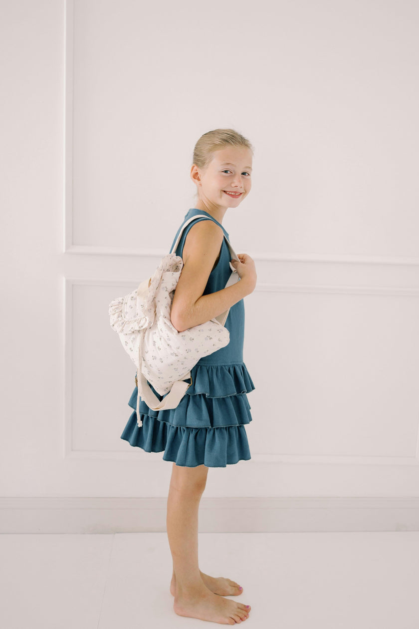 Eloise Quilted Backpack in Vintage Petite Blue