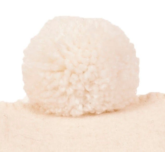 Cream Pom Poms Cream - Hand Felted Wool Pillow - 20