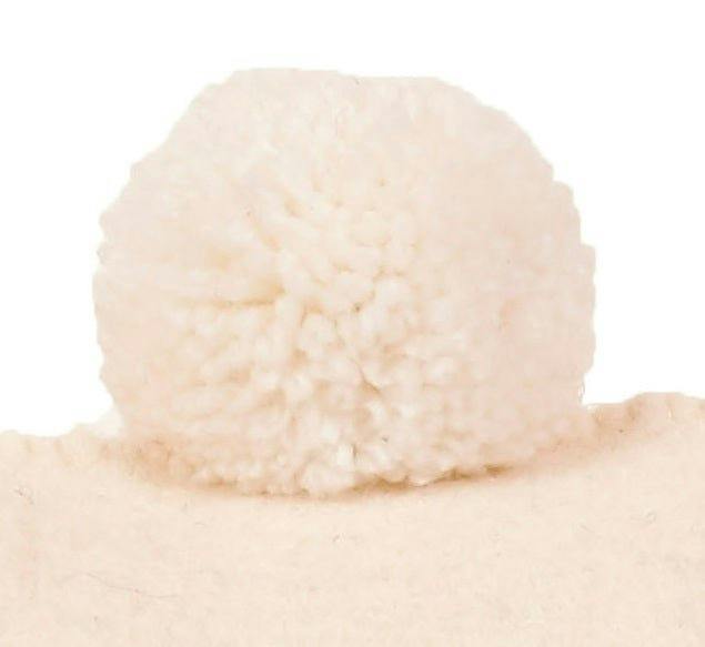 Cream Pom Poms Cream - Hand Felted Wool Pillow - 20