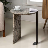 Lyra 20.66" Contemporary Natural Marble/Metal Handmade Round End Table