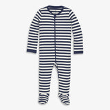 Baby organic zip footie in stripe