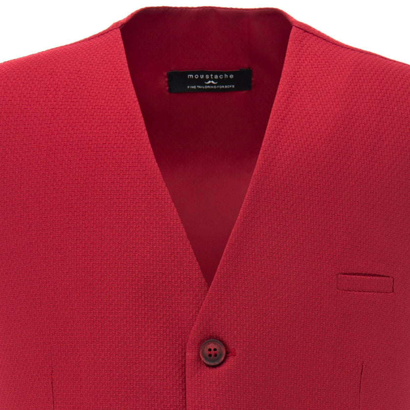 Red Solid Vest & Bowtie
