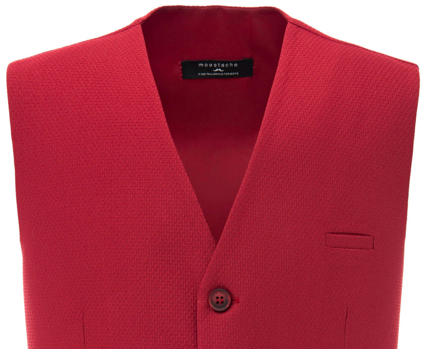 Red Solid Vest & Bowtie