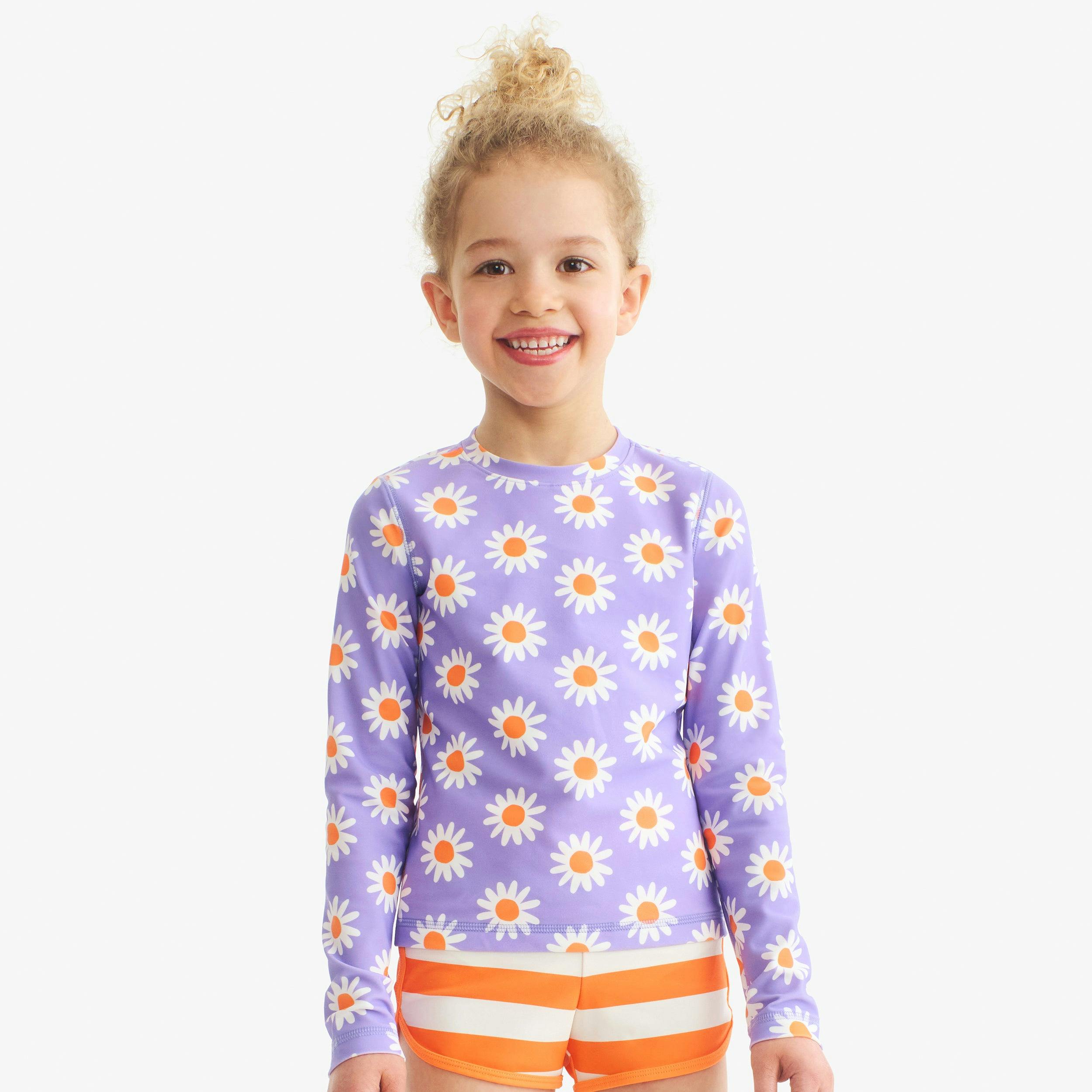 Clearance kids long sleeve swim top in daisies