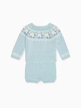 Light Blue Cordero Cotton Baby Knitted Set