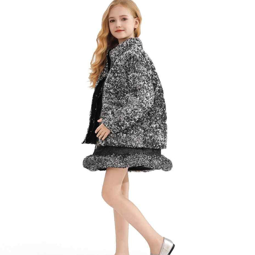 Black Glitter Puffer Jacket