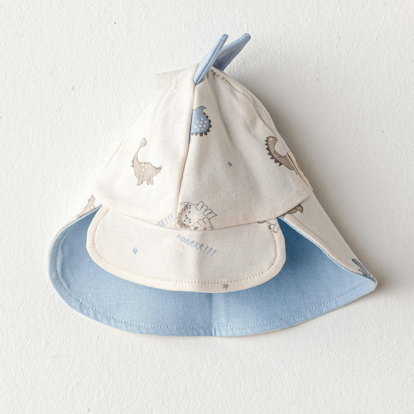 Beige Dinosaur Flap Cap