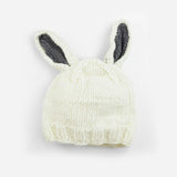 Bailey Bunny Hand-Knit Hat - White with Gray Ears
