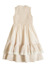 Mini Presley Sleeveless Dress in Cream Gingham