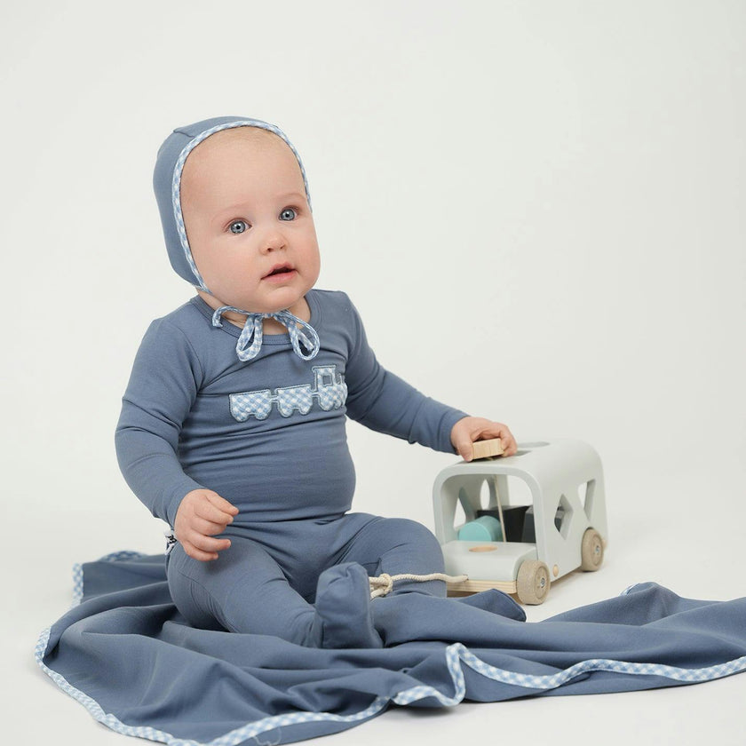 Gingham Train Footie