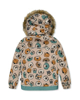Two Piece Discover Snowsuit Beige Printed with Dogs