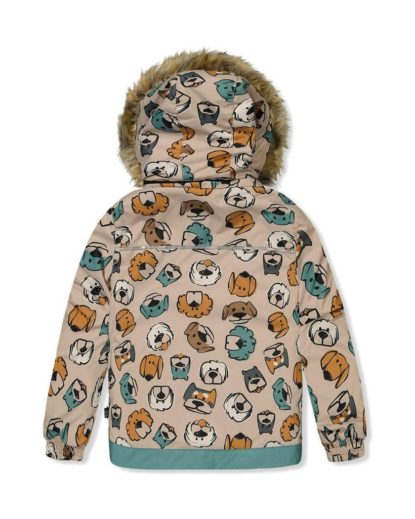 Two Piece Discover Snowsuit Beige Printed with Dogs