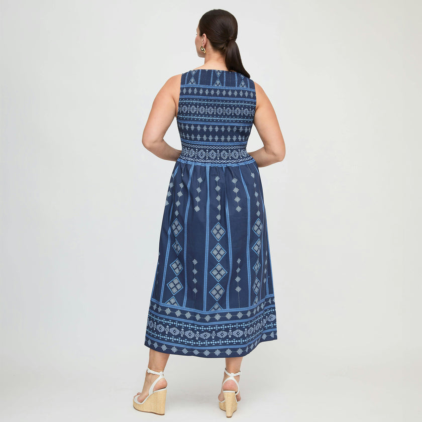 The Cosima Nap Dress - Navy Diamond Batik