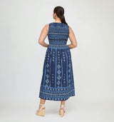 The Cosima Nap Dress - Navy Diamond Batik