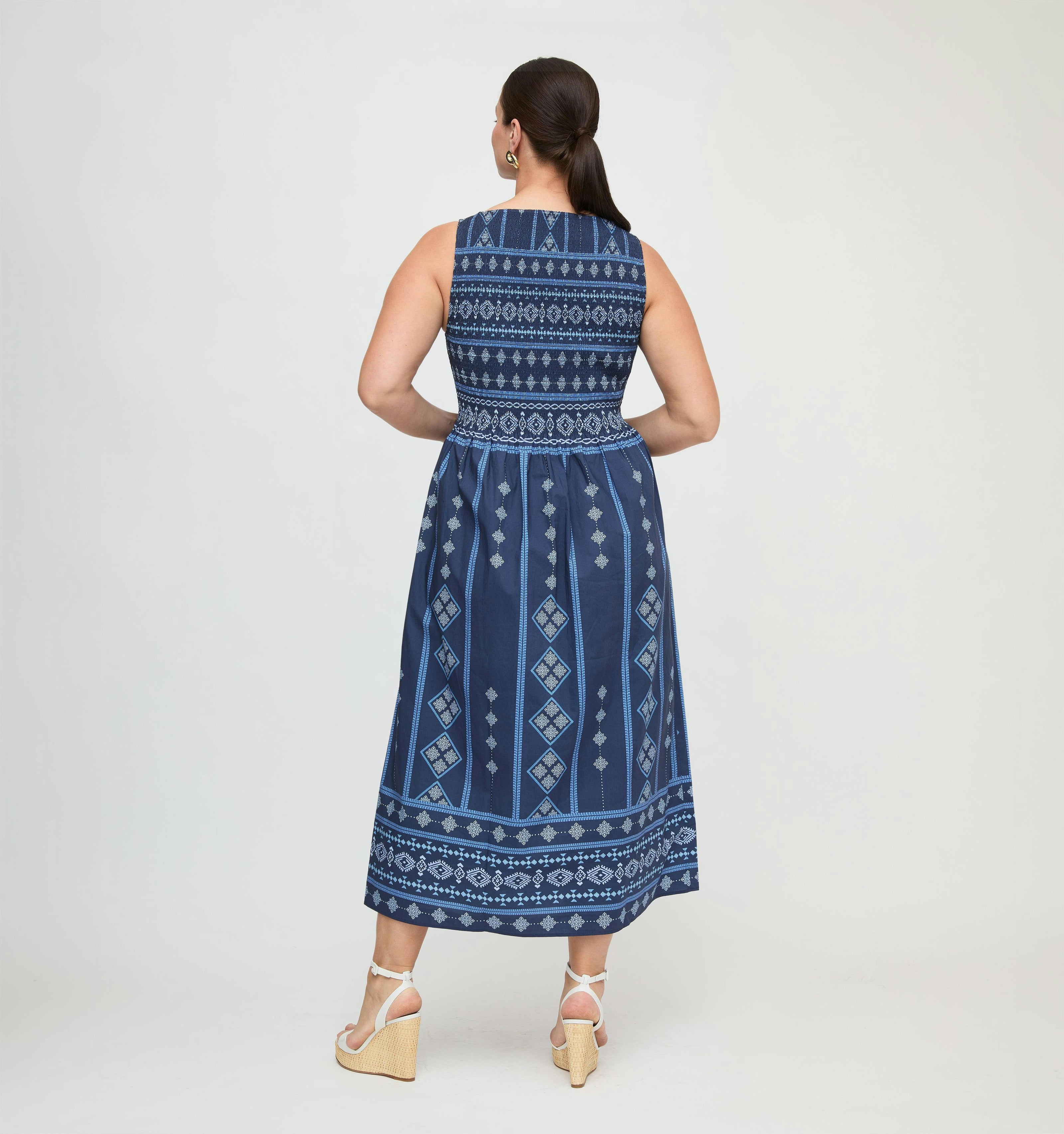 The Cosima Nap Dress - Navy Diamond Batik