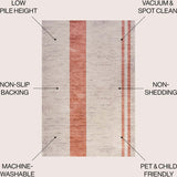 Raita Modern Distressed Stripe Machine-Washable Area Rug, White