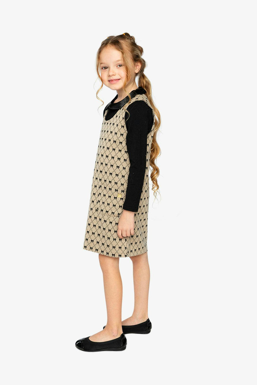 Jumper Beige Bow Tie Print