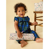 Plaid Ruffle Baby Romper, Blue