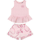 Pink Color jardin Top and Shorts Set