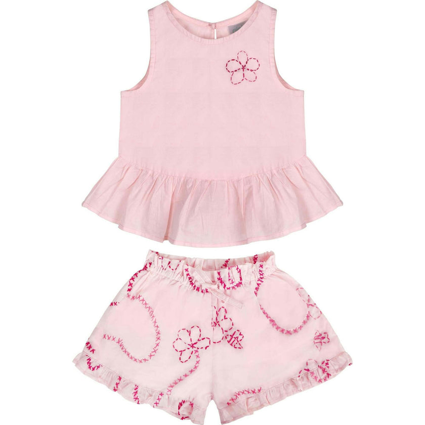 Pink Color jardin Top and Shorts Set