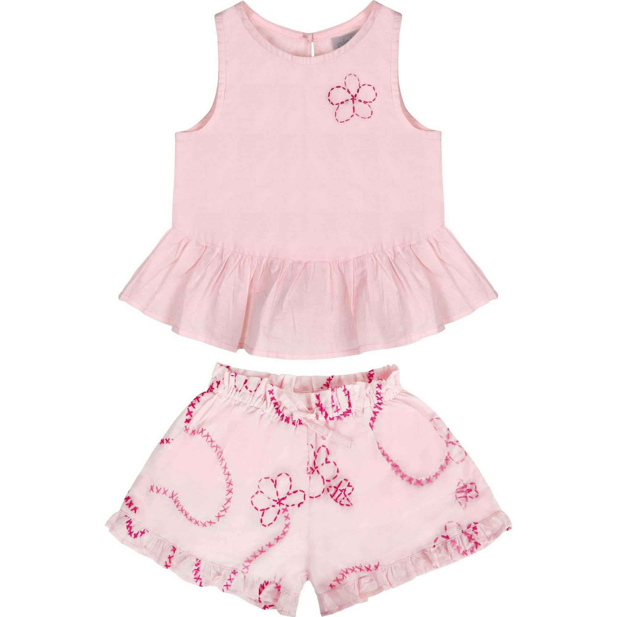 Pink Color jardin Top and Shorts Set