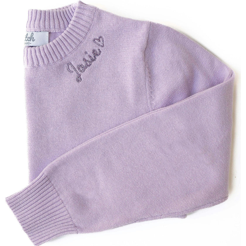 Monogram Embroidered Crewneck Sweater with Glitter